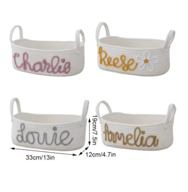 Personalized Cotton Rope Woven Basket Creative Handle Desktop Miscellaneous Storage basket foldable Cosmetics Storage Basket