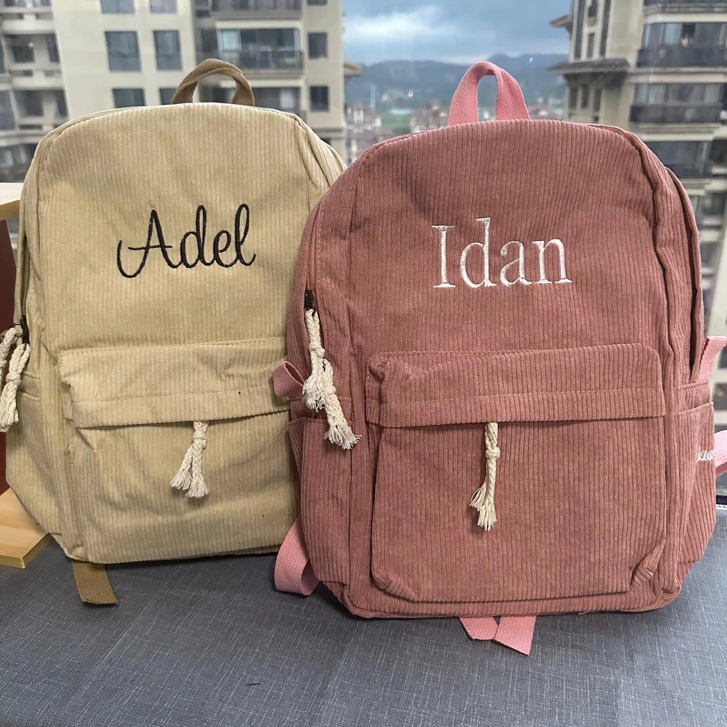 Personalized Kids Backpack – Custom Embroidered Corduroy School Bag, Toddler Name Backpack for Boys & Girls, Back to School Gift
