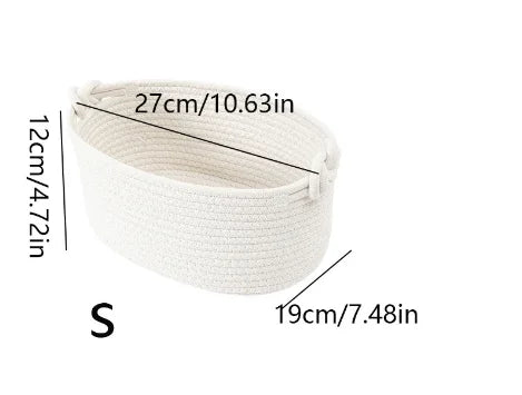 Personalized Cotton Rope Woven Basket Creative Handle Desktop Miscellaneous Storage basket foldable Cosmetics Storage Basket
