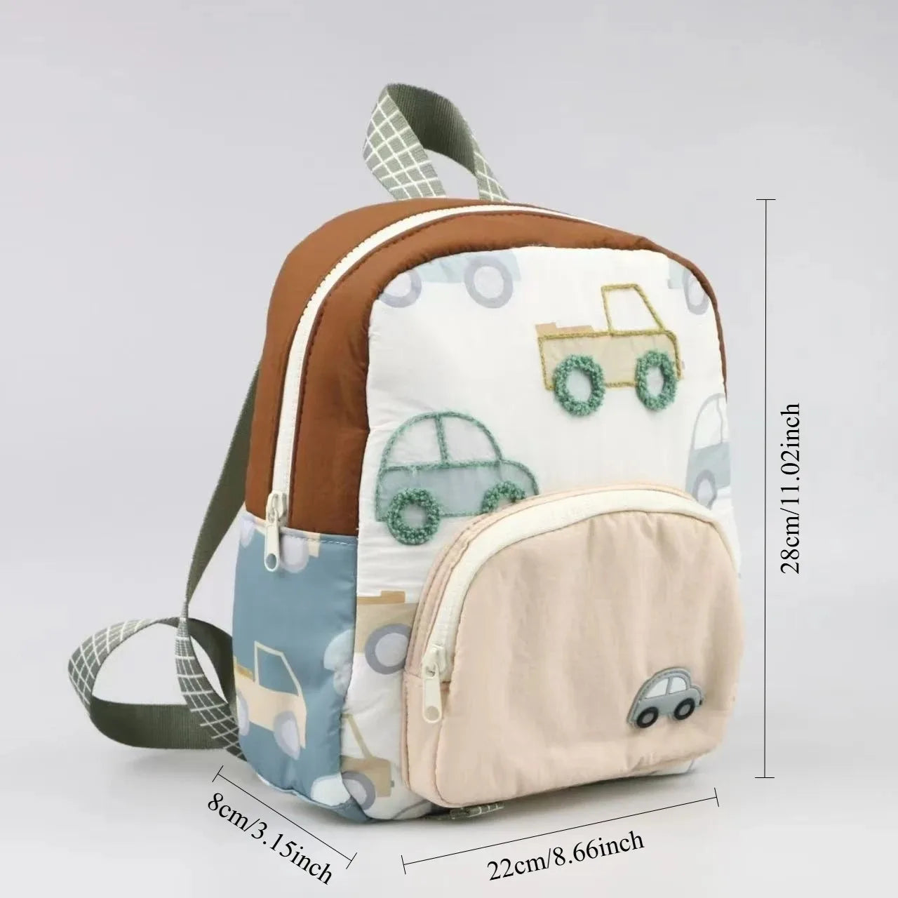 Personalized Kids' Backpack with Car Embroidery - Custom Name Toddler Diaper Bag, Walking Bag for Boys & Girls, Cute School Trav