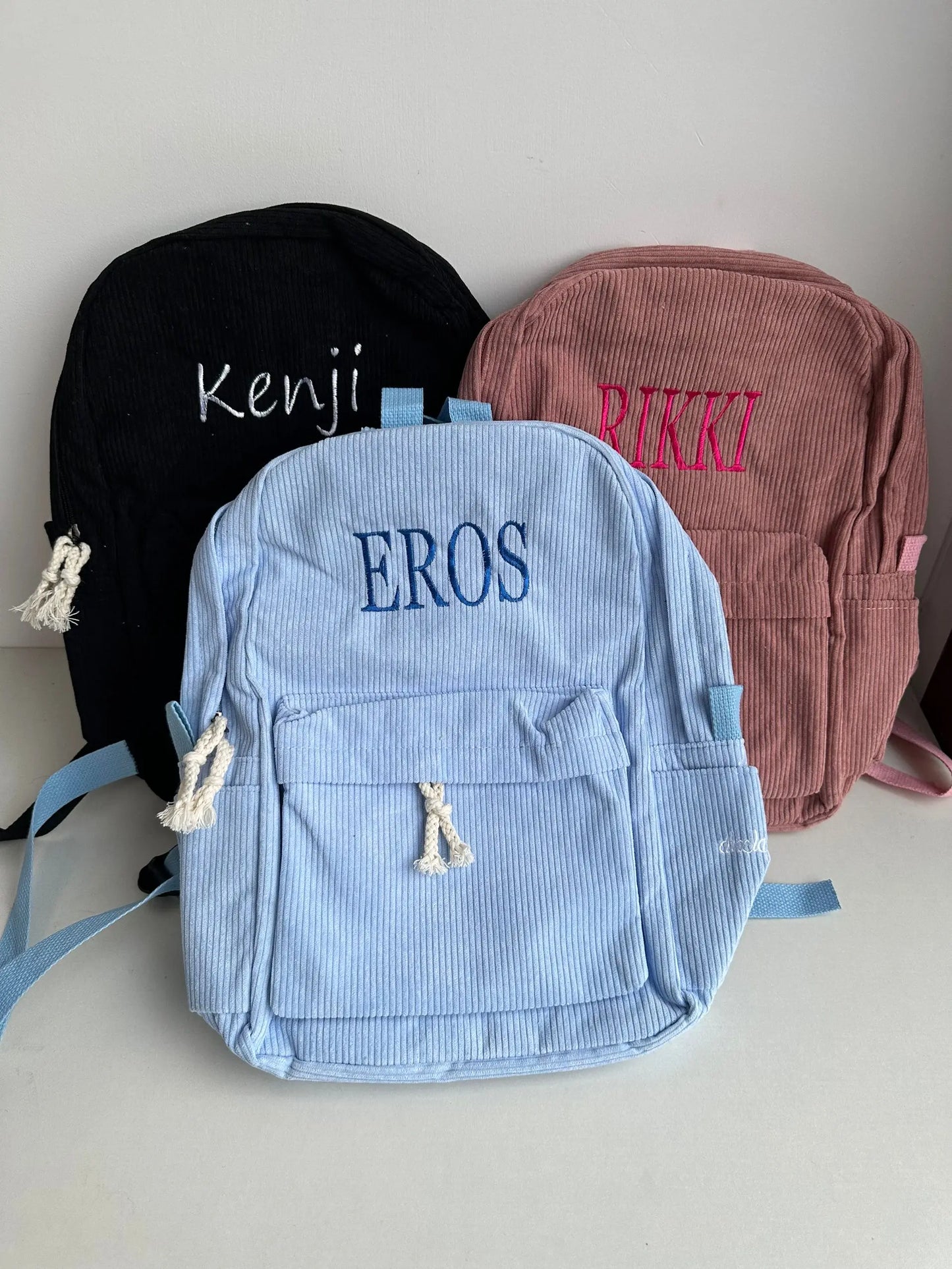 Personalized Kids Backpack – Custom Embroidered Corduroy School Bag, Toddler Name Backpack for Boys & Girls, Back to School Gift