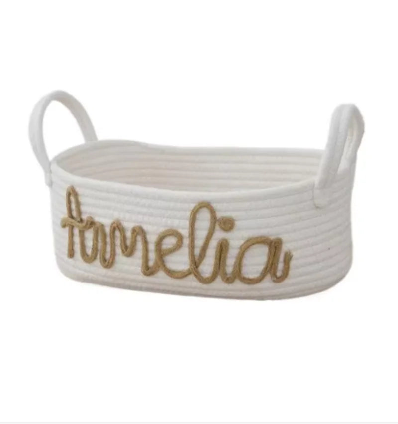 Personalized Cotton Rope Woven Basket Creative Handle Desktop Miscellaneous Storage basket foldable Cosmetics Storage Basket