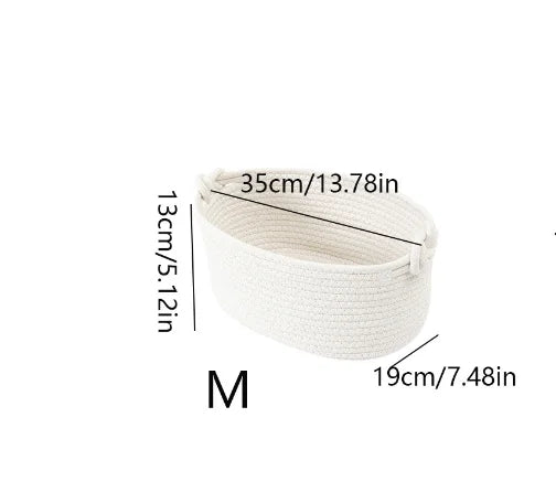Personalized Cotton Rope Woven Basket Creative Handle Desktop Miscellaneous Storage basket foldable Cosmetics Storage Basket