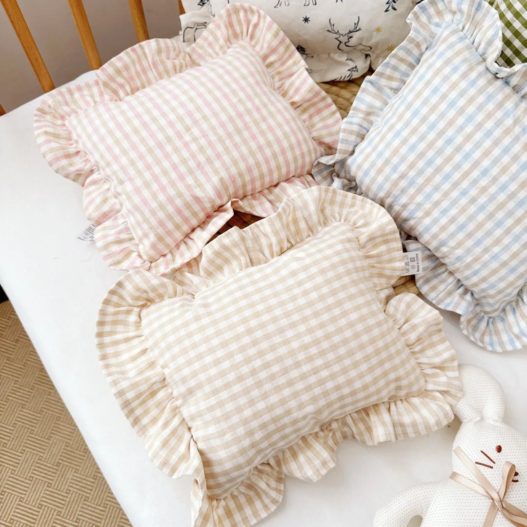 Custom Name Nordic Style Cotton Baby Small Pillow 28x34cm with Ruffles Kids Cushion Baby Newborn Bedding Pillows Cushions Room