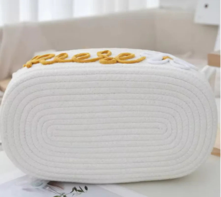 Personalized Cotton Rope Woven Basket Creative Handle Desktop Miscellaneous Storage basket foldable Cosmetics Storage Basket