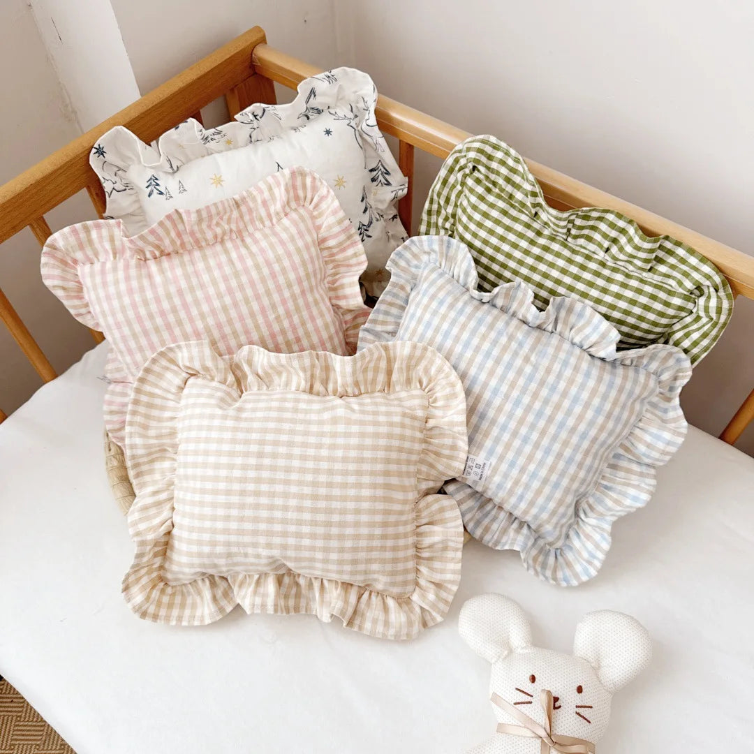 Custom Name Nordic Style Cotton Baby Small Pillow 28x34cm with Ruffles Kids Cushion Baby Newborn Bedding Pillows Cushions Room