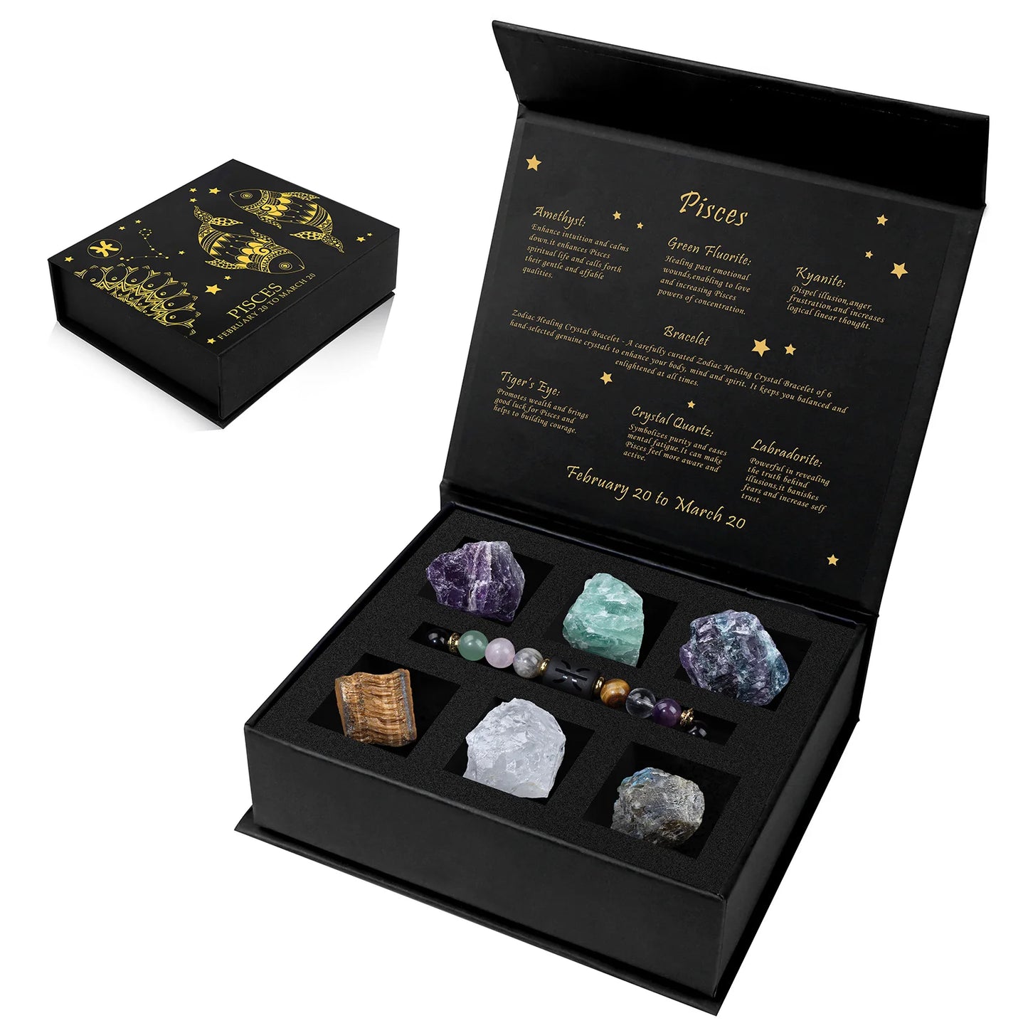 12 Constellation Zodiac Sign Gift Box Lapis Lazuli Amethysts Rope Bracelet With Raw Stone Libra Leo Birthday Jewelry