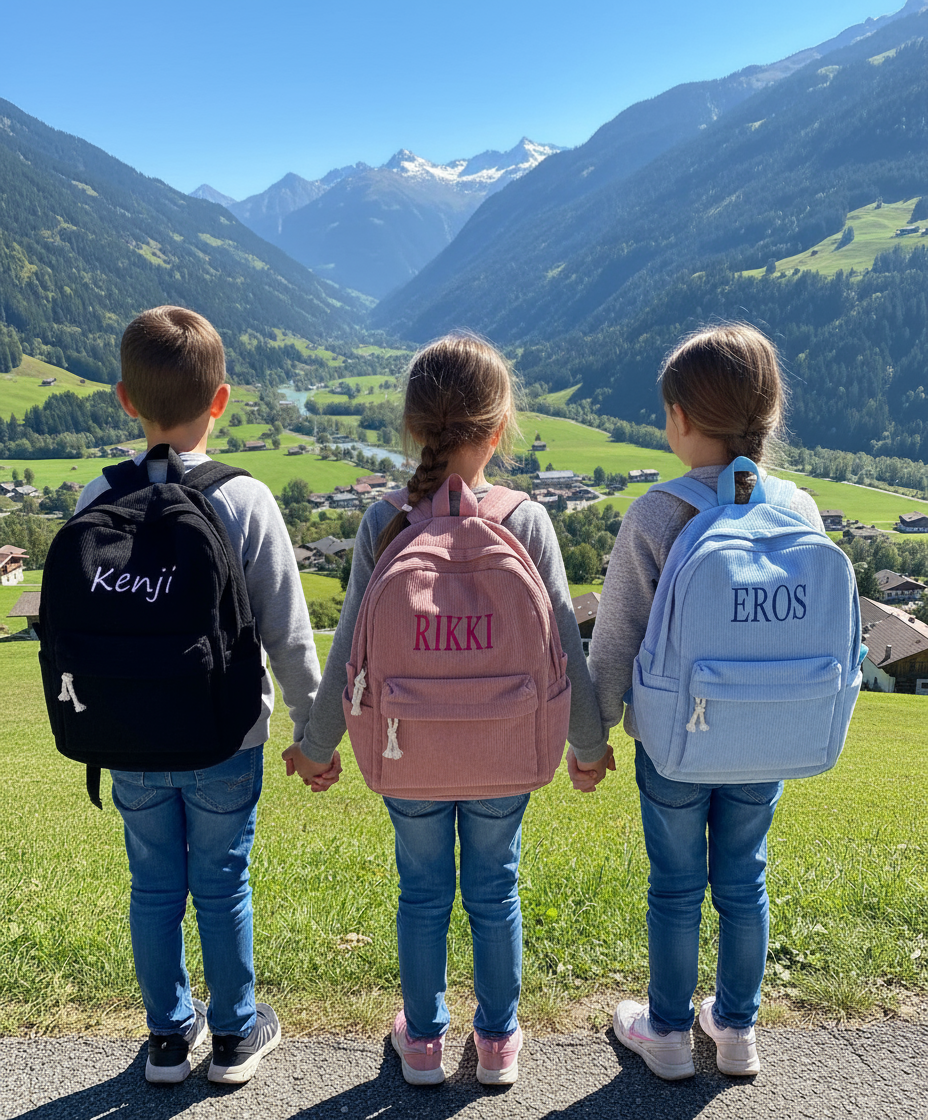 Personalized Kids Backpack – Custom Embroidered Corduroy School Bag, Toddler Name Backpack for Boys & Girls, Back to School Gift