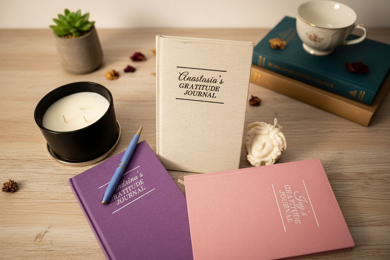 Personalized Gratitude Journal – Custom Name Wellness Diary – Guided Daily Reflection, Mindfulness Affirmation Planner, Self Care Gift for Women & Men