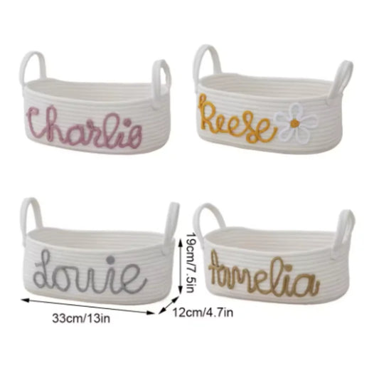 Personalized Cotton Rope Woven Basket Creative Handle Desktop Miscellaneous Storage basket foldable Cosmetics Storage Basket