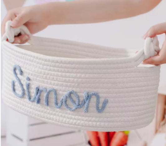 Personalized Cotton Rope Woven Basket Creative Handle Desktop Miscellaneous Storage basket foldable Cosmetics Storage Basket