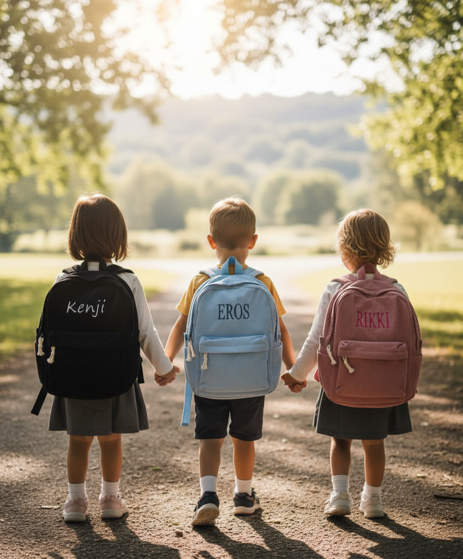 Personalized Kids Backpack – Custom Embroidered Corduroy School Bag, Toddler Name Backpack for Boys & Girls, Back to School Gift