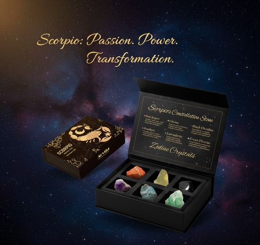 Scorpio Zodiac Crystal Gift Set – Healing Birthstones & Astrology Gemstones Box, Horoscope Crystals, Spiritual Gift Kit for Scorpio Women and Men