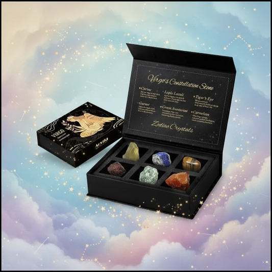 Virgo Zodiac Crystal Gift Set – Astrology Healing Crystals & Birthstones Box, Horoscope Stones with Guide – Virgo Gifts for Women & Men